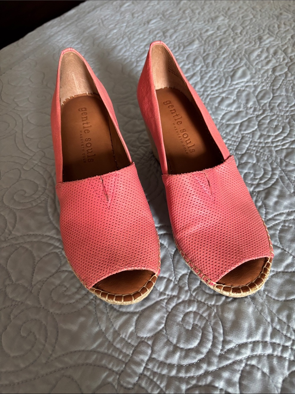 Gentle Souls Coral Peep toe Wedges